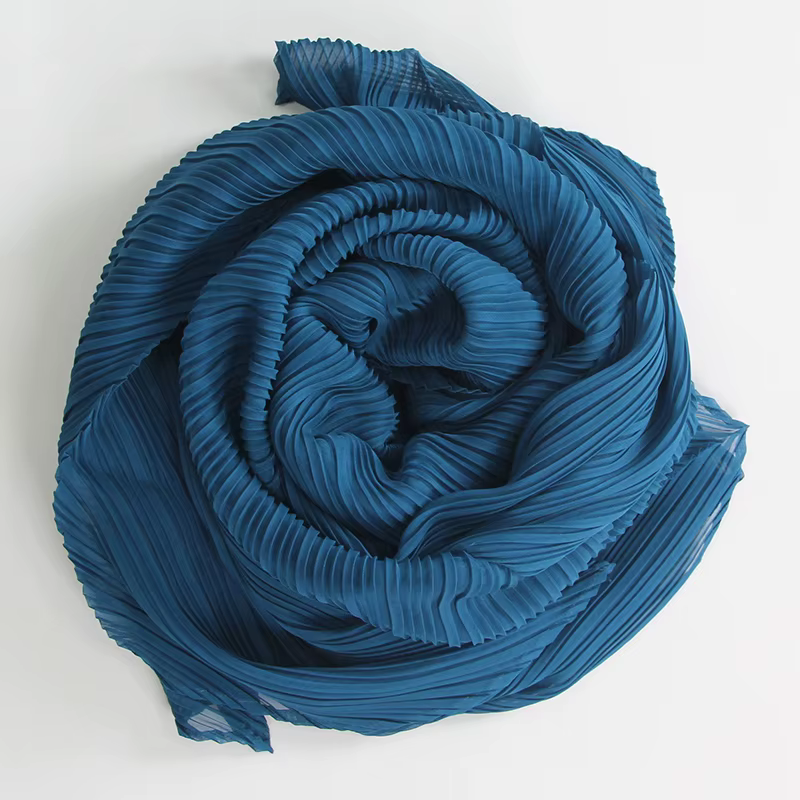Miyake plissé large longue écharpe en soie printemps été automne hiver Cape femmes pare-brise châle épaule concepteur