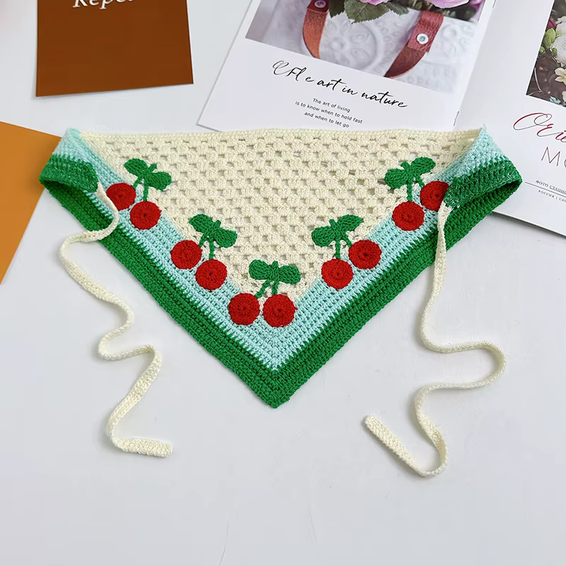 Nouveau foulard de cheveux triangulaire tricoté à la main rétro français pour les femmes printemps été voyage Photo
