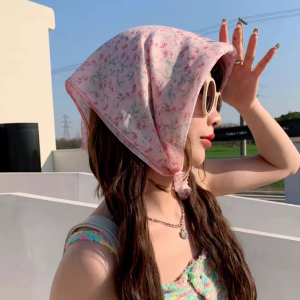 Foulard carré en coton et lin pour protection solaire
