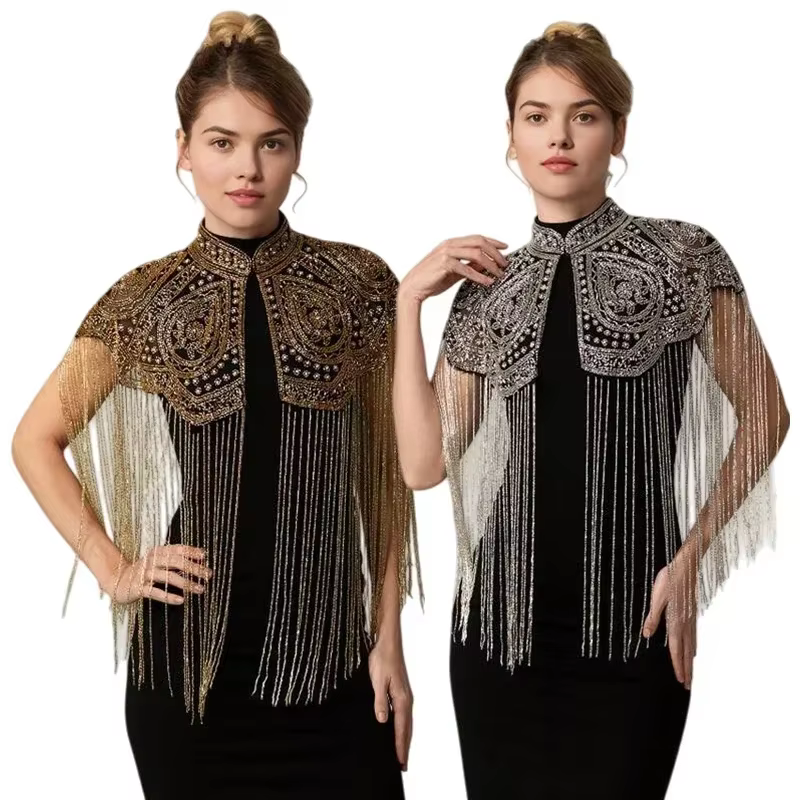 Châle indien lourd orné de perles