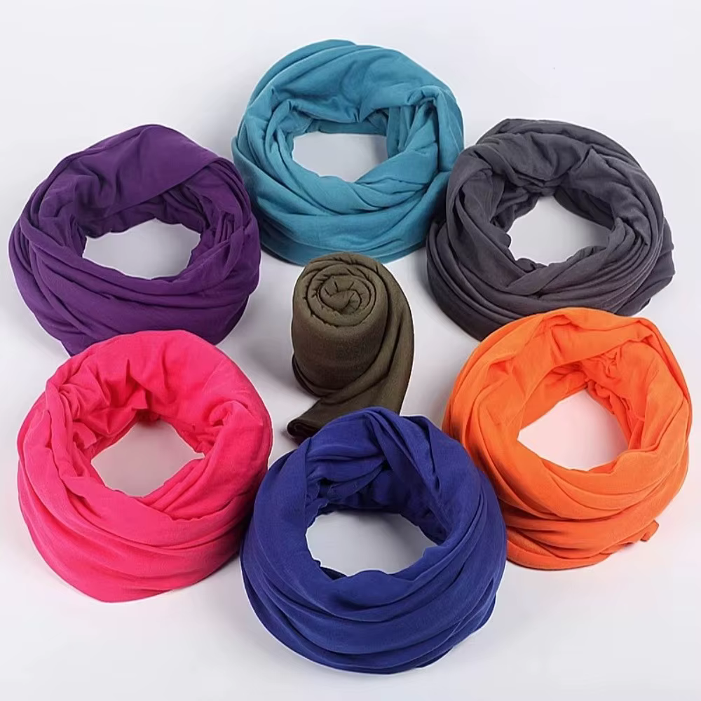 Nouveau foulard infini uni en mélange de coton doux