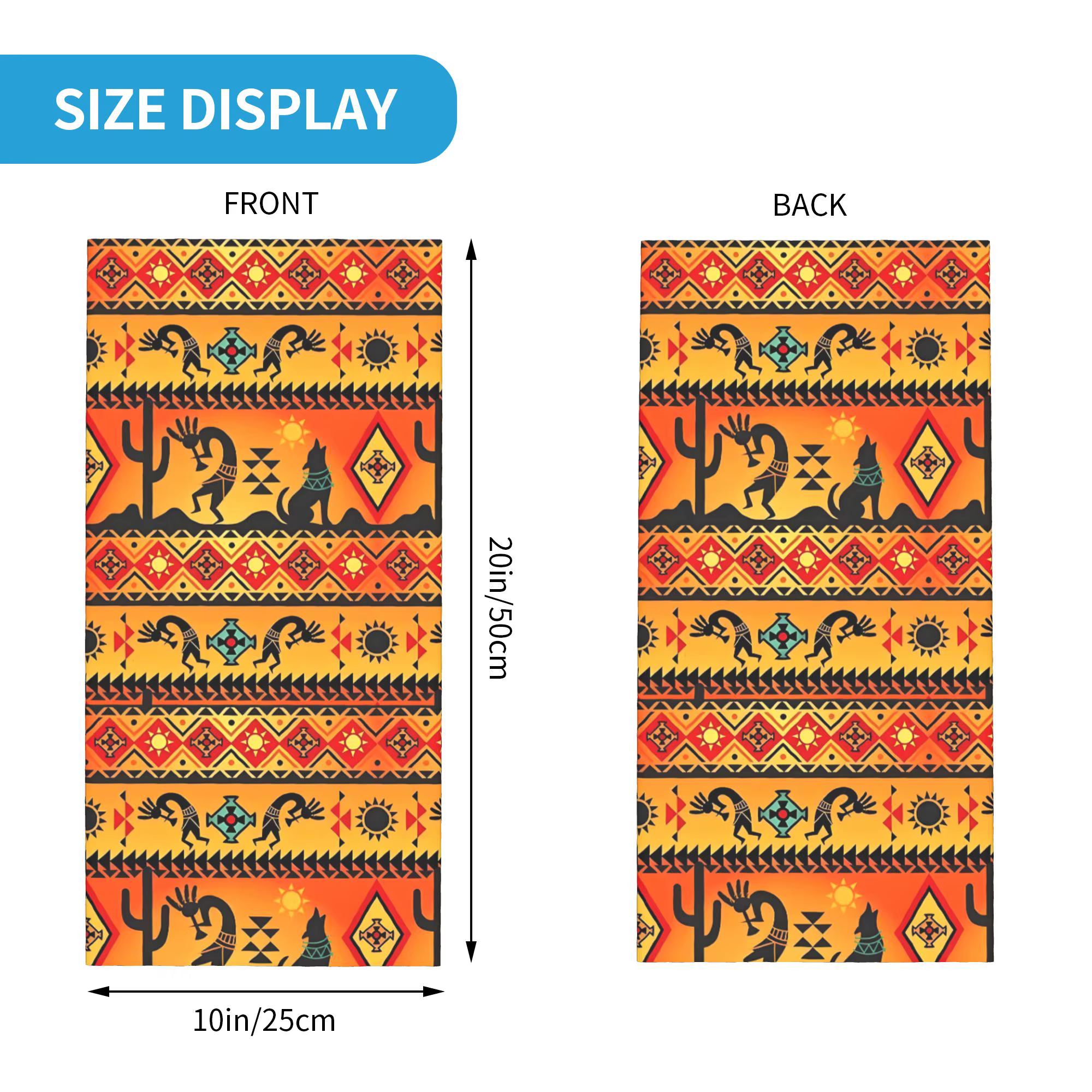 Kokopelli – cache-cou Bandana personnalisé pour hommes et femmes, écharpe enveloppante, Vintage, imprimé ethnique aztèque, cagoule plus chaude
