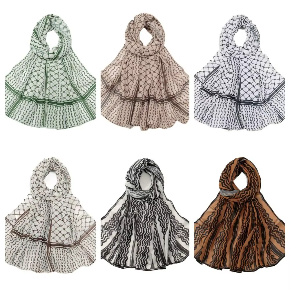 Dubaï écharpe Plaid imprimé Keffiyel foulard longue crème solaire en mousseline de soie Hijab
