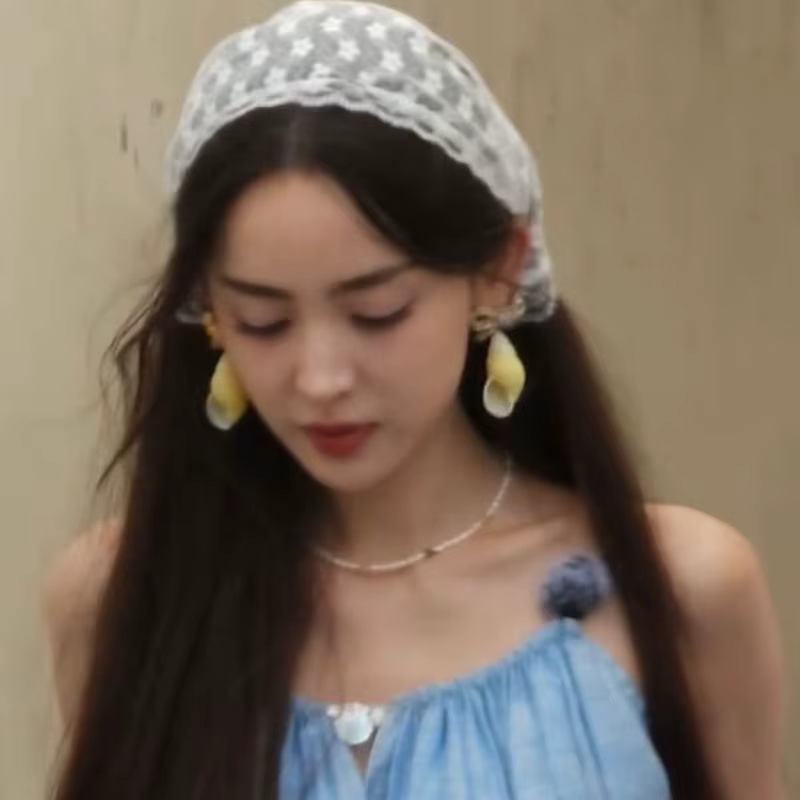 Femmes Style campagnard français dentelle maille Triangle écharpe printemps été Floral cheveux