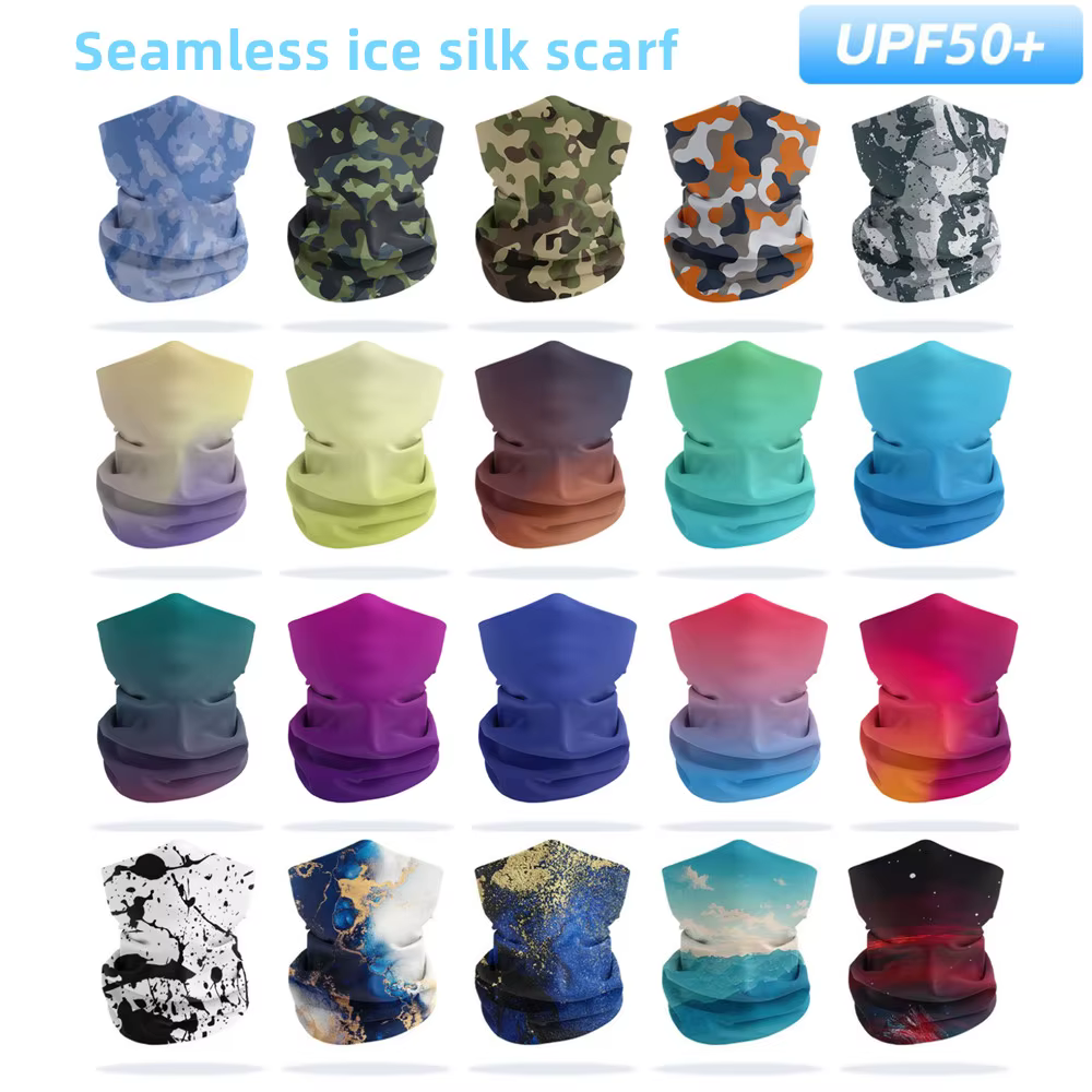 Cache-cou UPF 50 + cagoule écharpe magique masque facial en soie glacée guêtre de cou pour hommes et femmes bouclier de couverture faciale pour la pêche randonnée