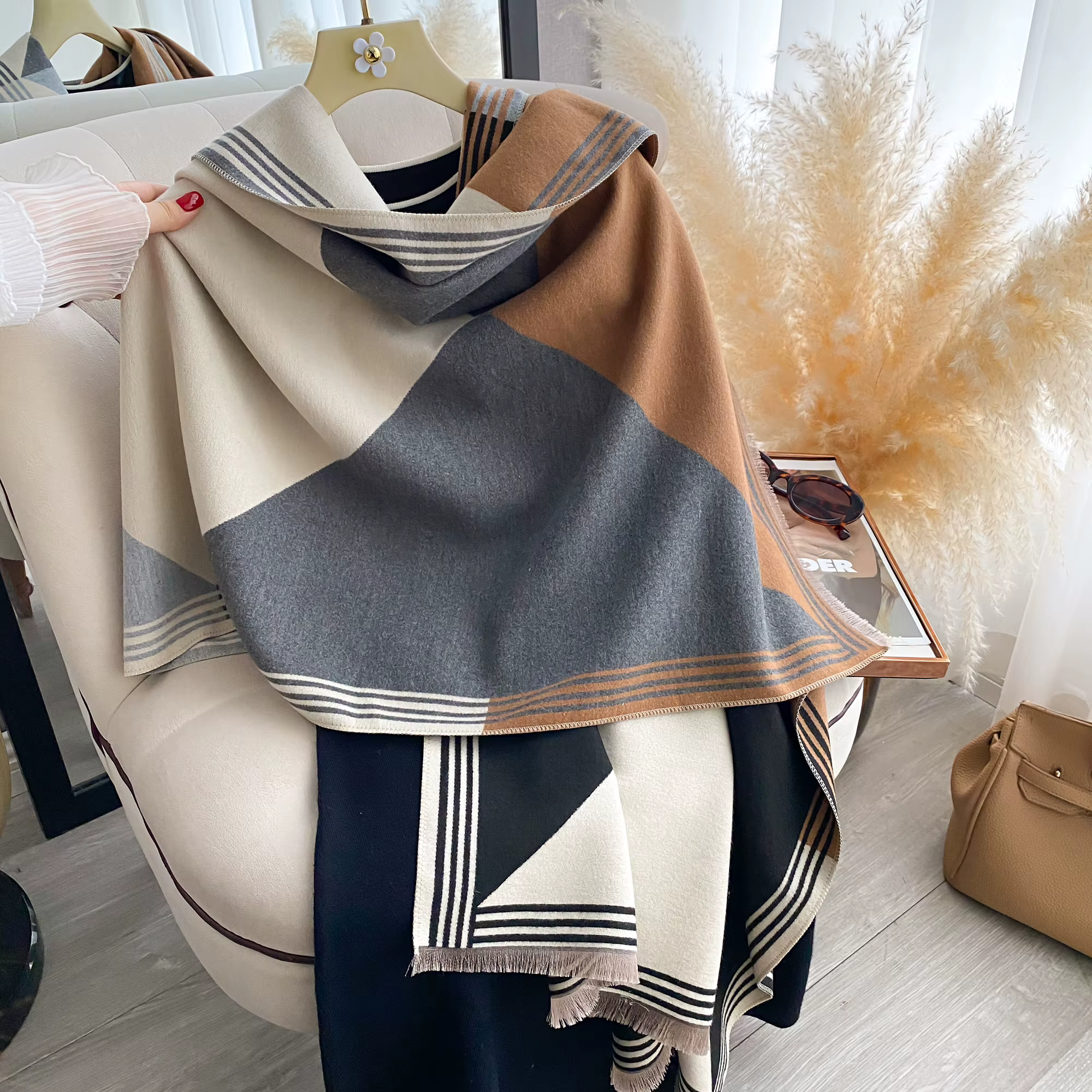 2025 luxe hiver cachemire écharpe femmes nouveau Design chaud Pashmina couverture Poncho foulards femme imprimé châle épais Foulard Bufanda