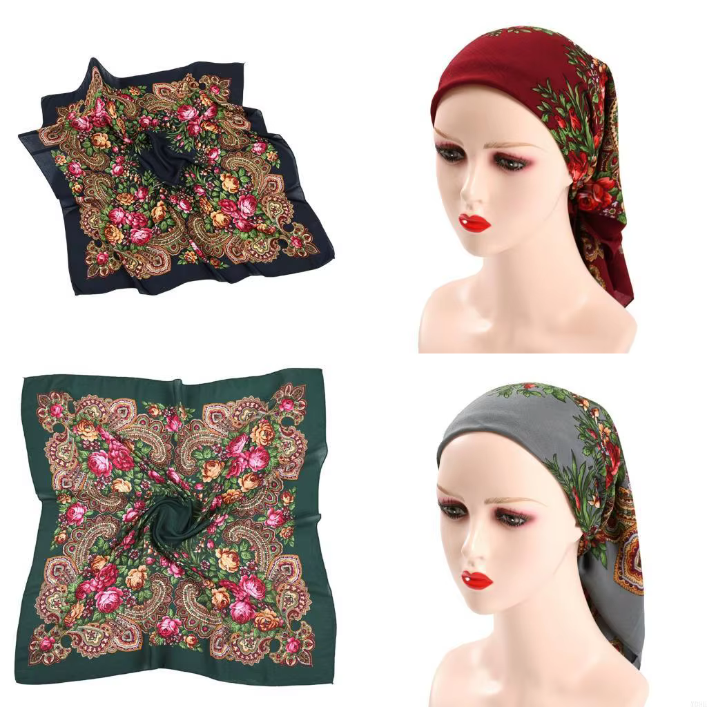 Foulard carré imprimé russe pour femmes