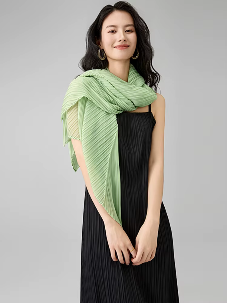 LANMREM 2025 été nouveau haut de gamme Simple écharpe plissée confortable et doux châle crème solaire et parasol accessoires 2DB2854
