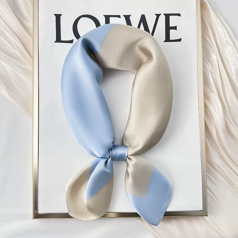 Foulard carré en soie bleu pour femmes, chemise de Protection du cou, écharpe fine à la mode pour vêtements d'affaires décontractés, printemps été automne