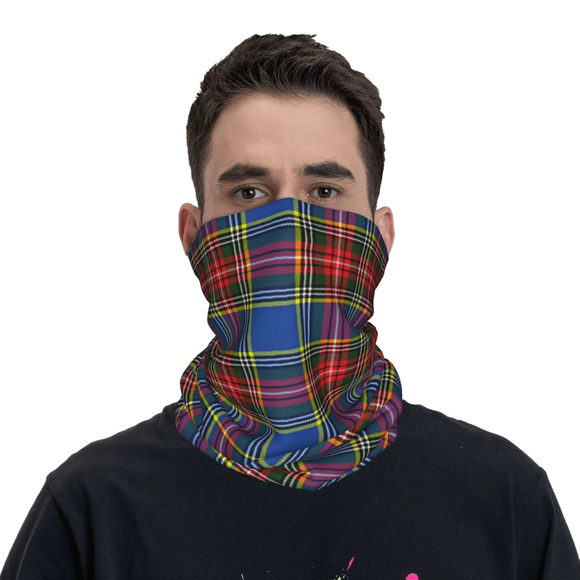 Personnalisé Royal Tartan Plaid hiver bandeau cou plus chaud hommes femmes randonnée Camping Tube écharpe rayures visage Bandana guêtre