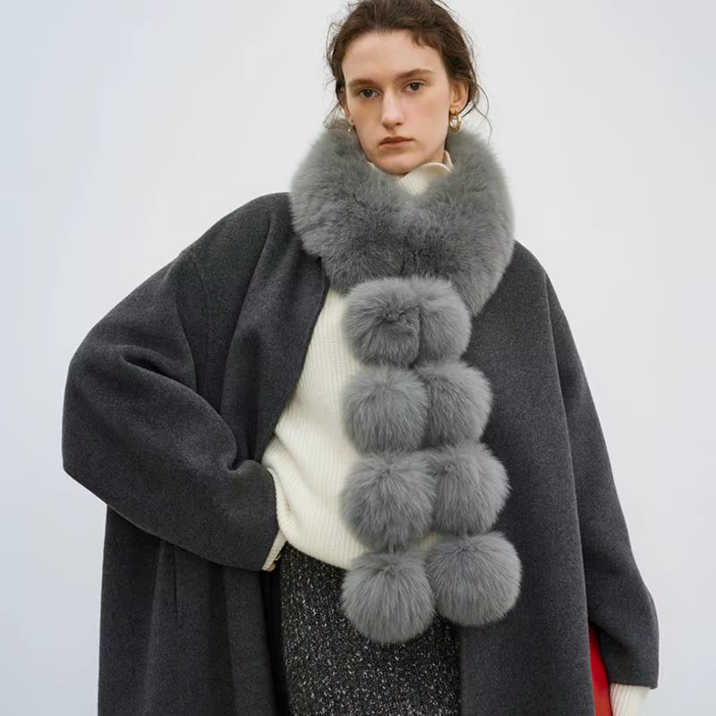 Longue fausse fourrure de renard écharpe femmes hiver chaud doux