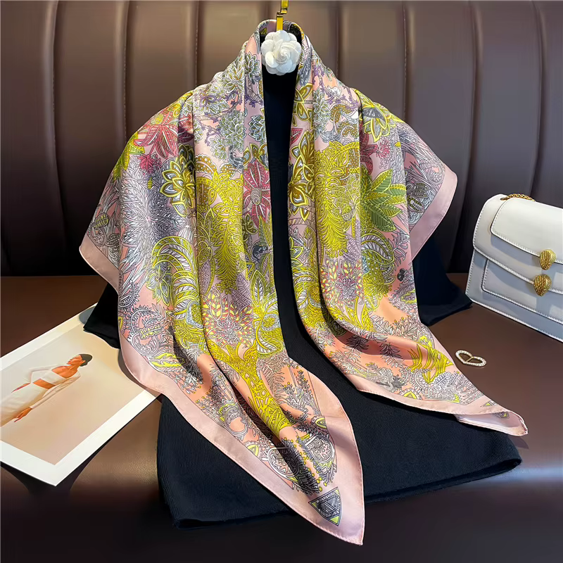 Foulard carré rétro imprimé 90*90cm pour femme
