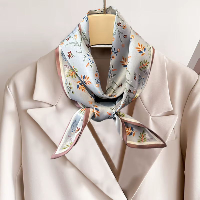 Multi couleur nouvelles femmes soie sensation imprimé Design écharpe châle mode luxe longue étroite petites foulards