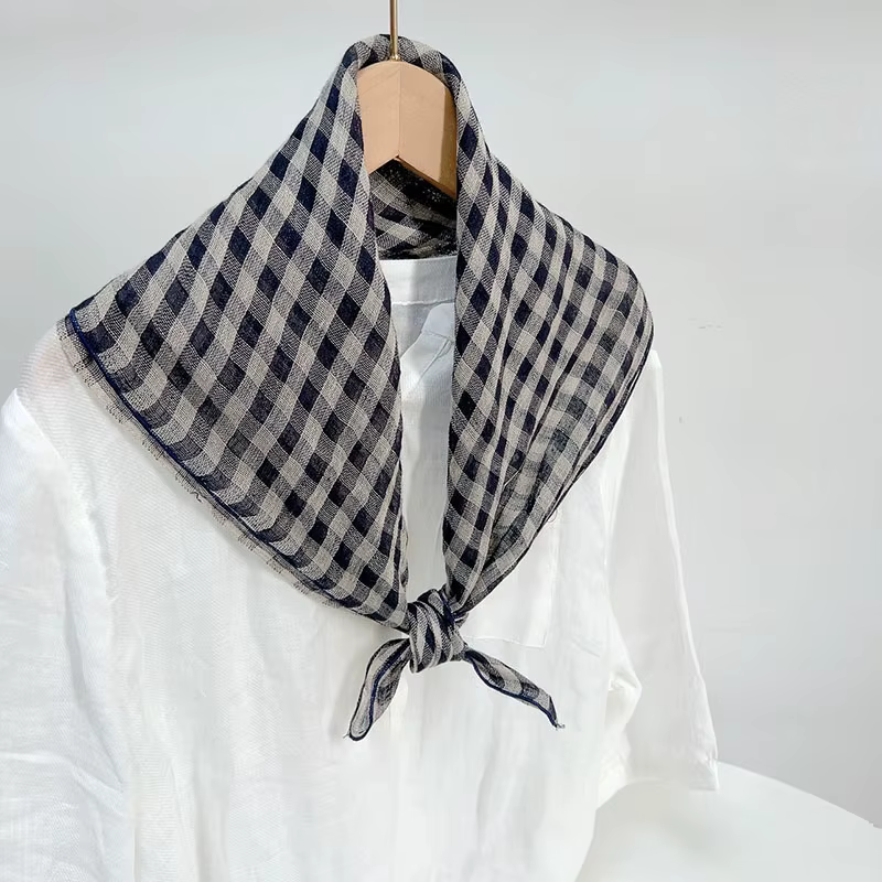 Nouveau foulard carré en lin à petites mailles rétro printemps-été