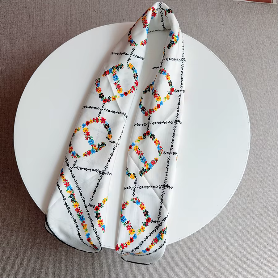 Foulard de tête 90 à 90 imprimé Floral luxe sergé grand