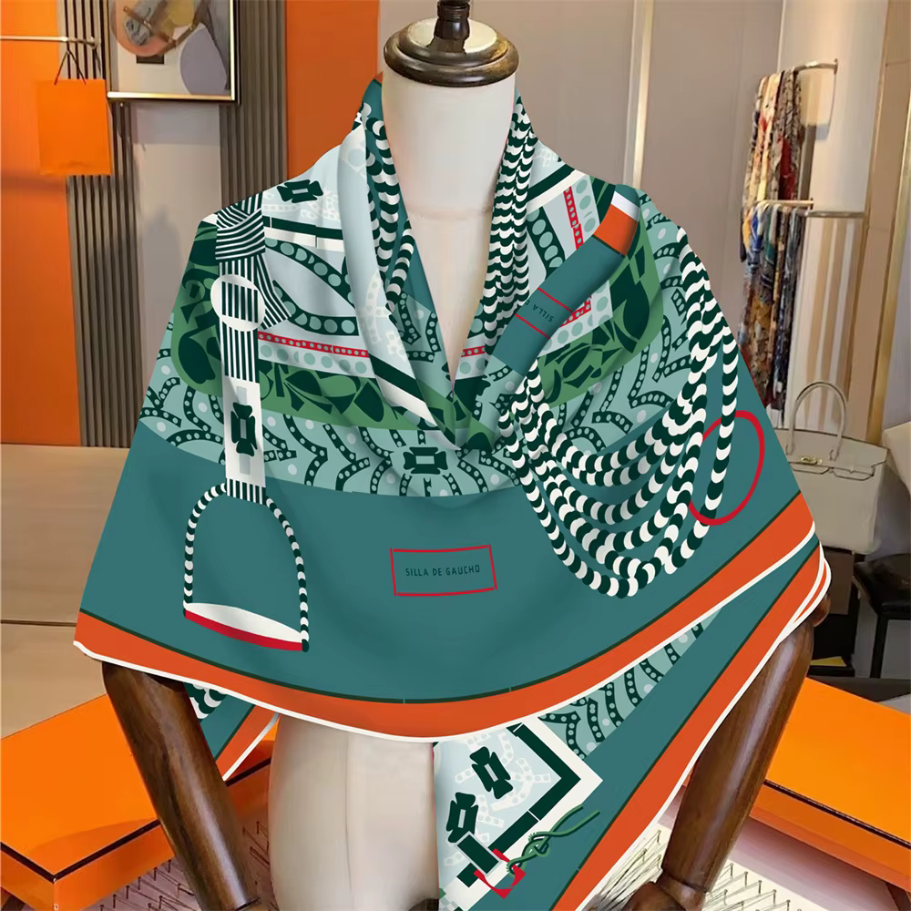 POBING foulard en cachemire de soie femmes châles roulés à la main selle imprimé foulards carrés enveloppes dame
