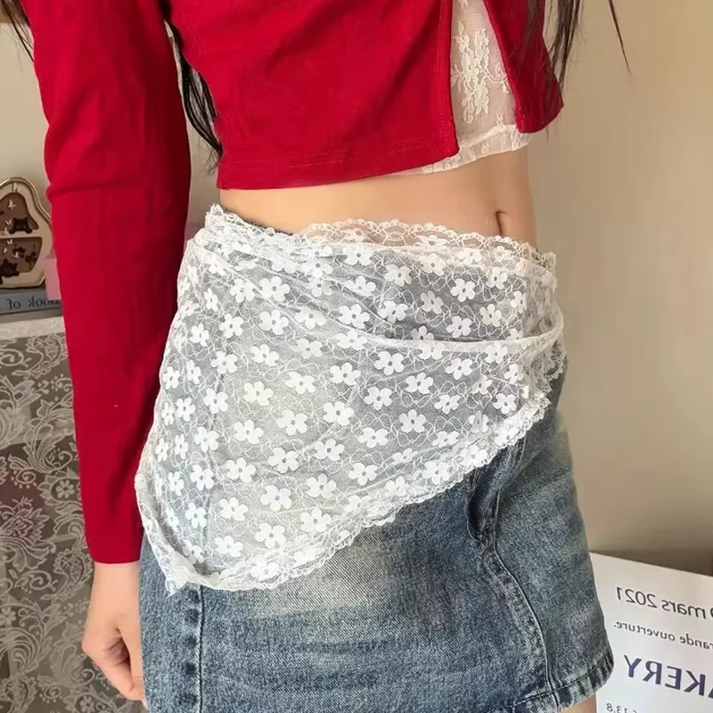 Écharpe triangulaire en dentelle brodée pour femme