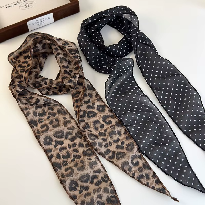 K-Style Animal imprimé à pois écharpe ceinture Boho bandeau de cheveux TikTok viral printemps été Satin accessoires