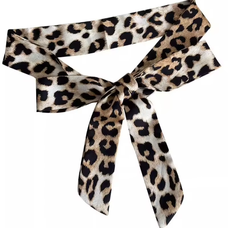 Offre spéciale imprimé léopard longue écharpe mince américain rétro foulard Y2K polyvalent sac taille déco Sexy femmes Chic accessoires cadeaux