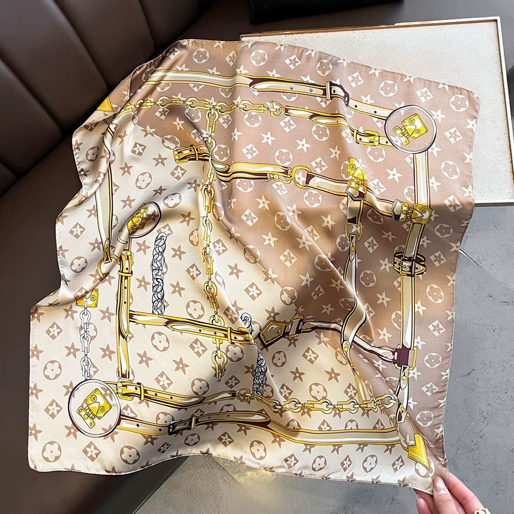 Nouvelle Écharpe Carrée Imprimée de Luxe pour Femme 90x90cm