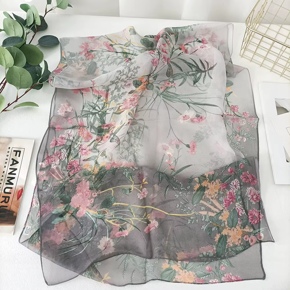 Herbe verte femmes élégant en mousseline de soie Georgette Bandana écharpe été plage crème solaire mince Hijab