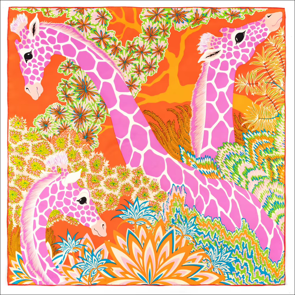 The Three Graces Foulard de marque de luxe avec imprimé Girafe pour femmes