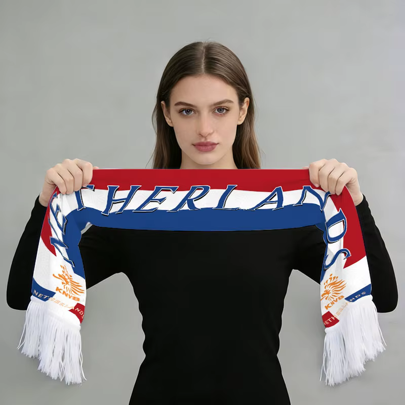 Écharpe de supporter de football 140x15cm en flanelle imprimée Argentine Brésil Portugal France Espagne Canada USA avec pompons