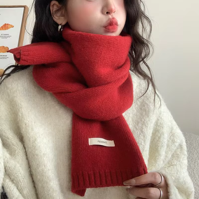 [BOLD] 2025 automne et hiver nouvelle Version coréenne Ing Style couleur unie écharpe étudiant chaud tricoté polyvalent