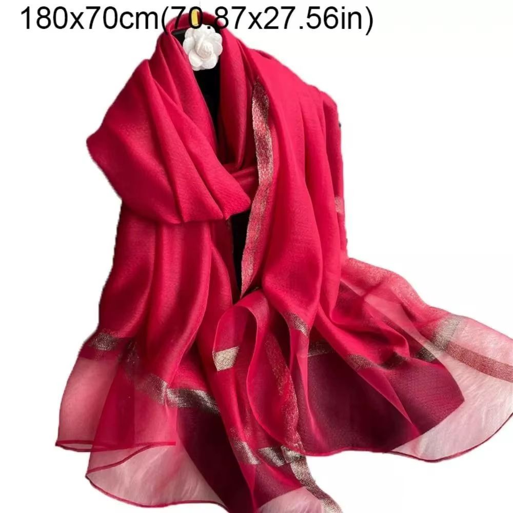 Nouveau grand foulard de luxe en soie Organza élégant couleur unie longues foulards 180*70 cm châles solides pour les femmes Hijab