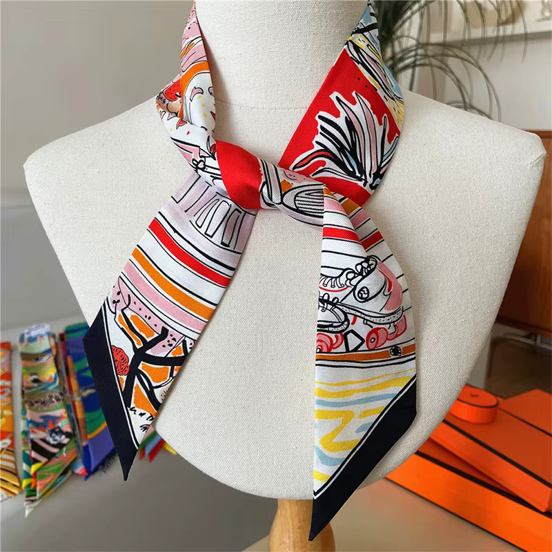 Foulard à cravate longue en soie sergé 100% pour femmes