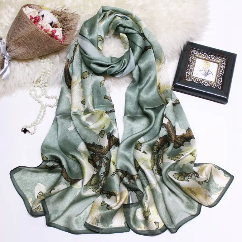 Foulard de luxe en soie Georgette 100% naturelle pour femmes