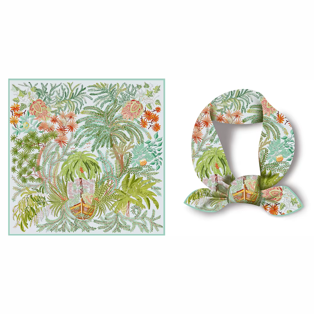 Injplanchers f-Foulard Carré Imprimé d'Arbres Verts pour Femme