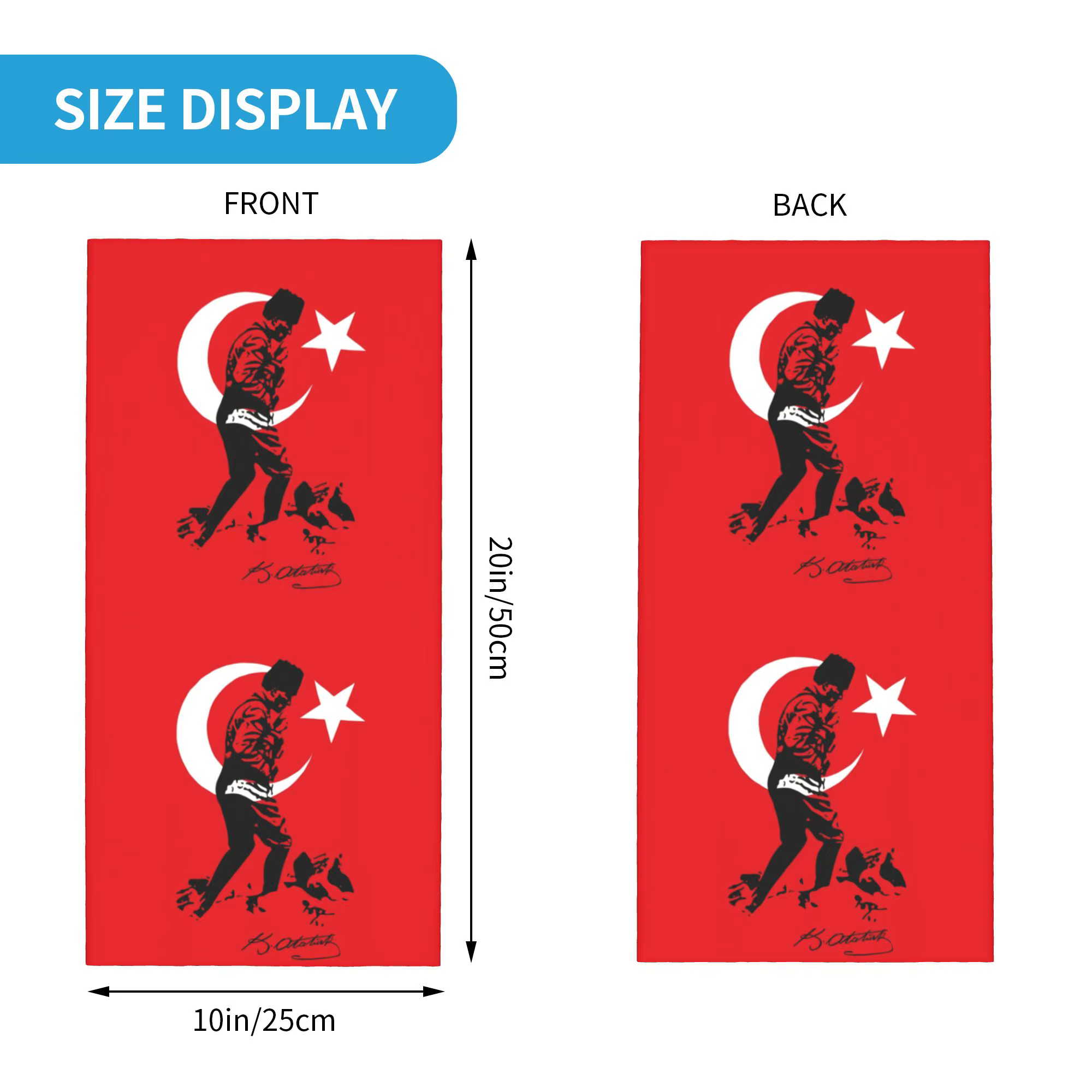 Turquie Mustafa Kemal Ataturk Bandana cache-cou coupe-vent visage écharpe couverture hommes femmes drapeau turc bandeau Tube cagoule