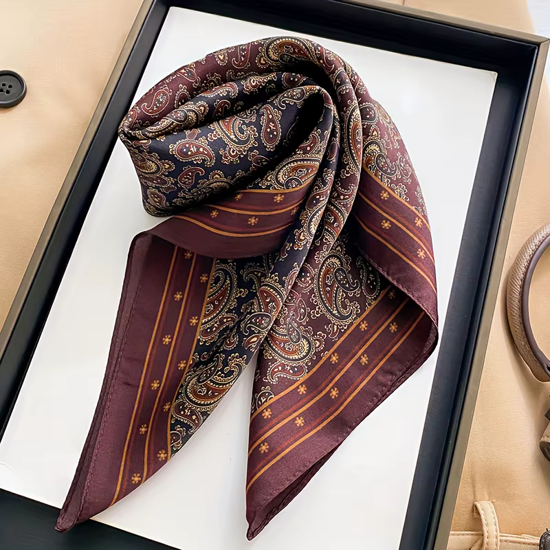 Foulard carré 100 % soie de mûrier pour femme
