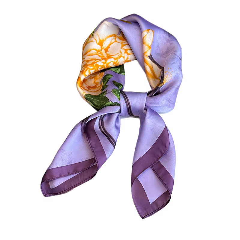 Foulard imprimé floral violet pour hommes et femmes