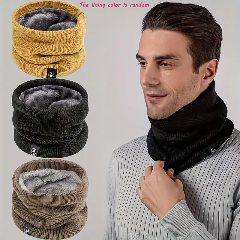 Écharpe tricotée chaude en peluche épaisse coupe-vent hiver cache-cou temps froid Sport de plein air Ski course hommes