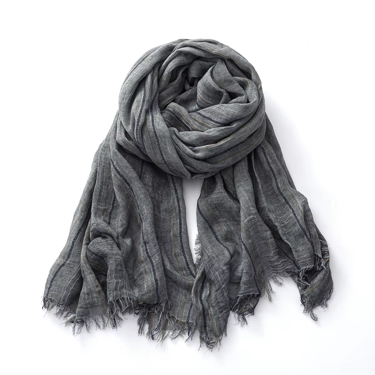 Mode rayé coton lin hommes écharpe automne hiver chaud foulard fil teint mâle accessoires foulards châle Bufanda