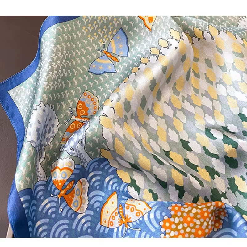 Foulard carré 100% en soie de mûrier naturelle pour femmes