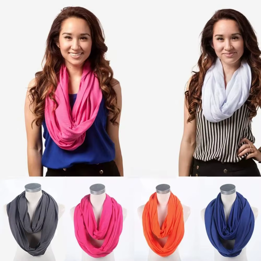 Nouveau foulard infini uni en mélange de coton doux