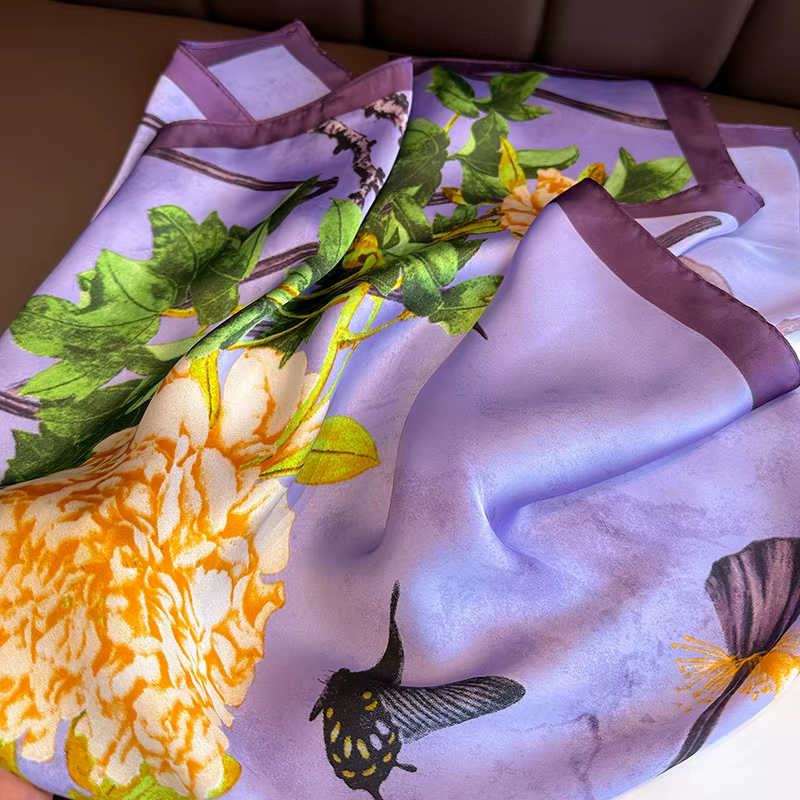 Foulard imprimé floral violet pour hommes et femmes