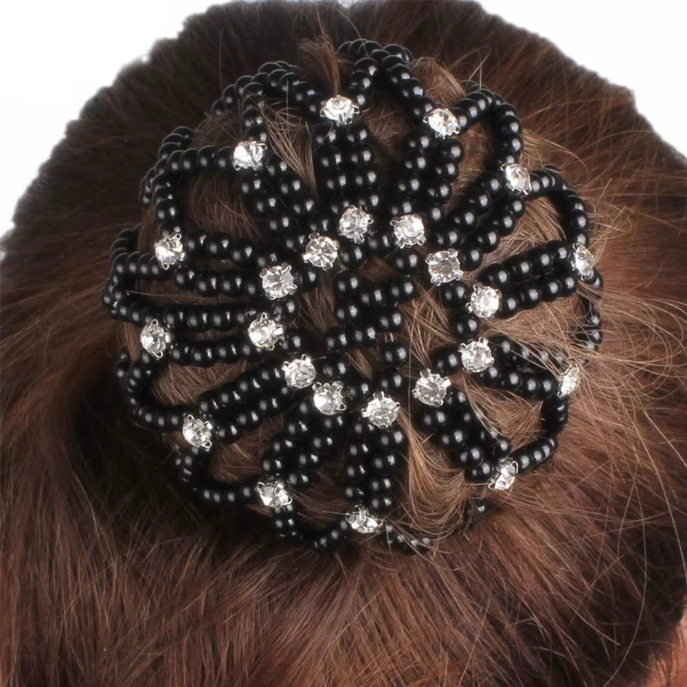 Mode dames Crochet Balle Snood cristal à la main chignon Net chapeaux perle filets à cheveux