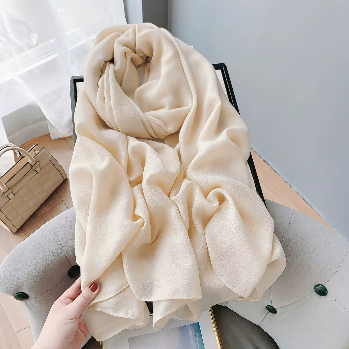 Écharpe en coton monochromatique pour femme