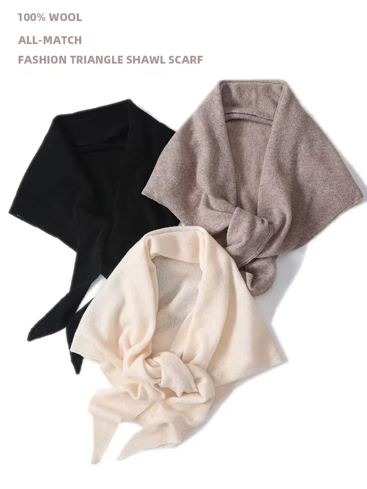 Écharpe châle triangulaire grande taille tendance 100 % laine pour femme