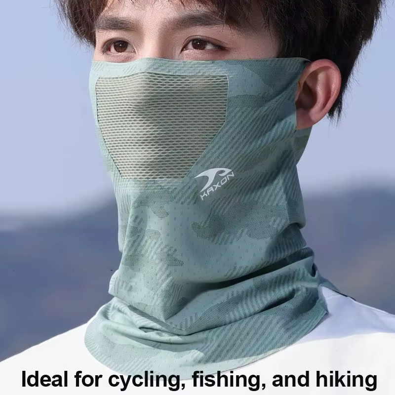 Cache-cou de cyclisme respirant pour le printemps et l'été, protection solaire, masque facial unisexe pour la pêche, la randonnée, le sport, avec fixation auriculaire, couvre-visage rafraîchissant