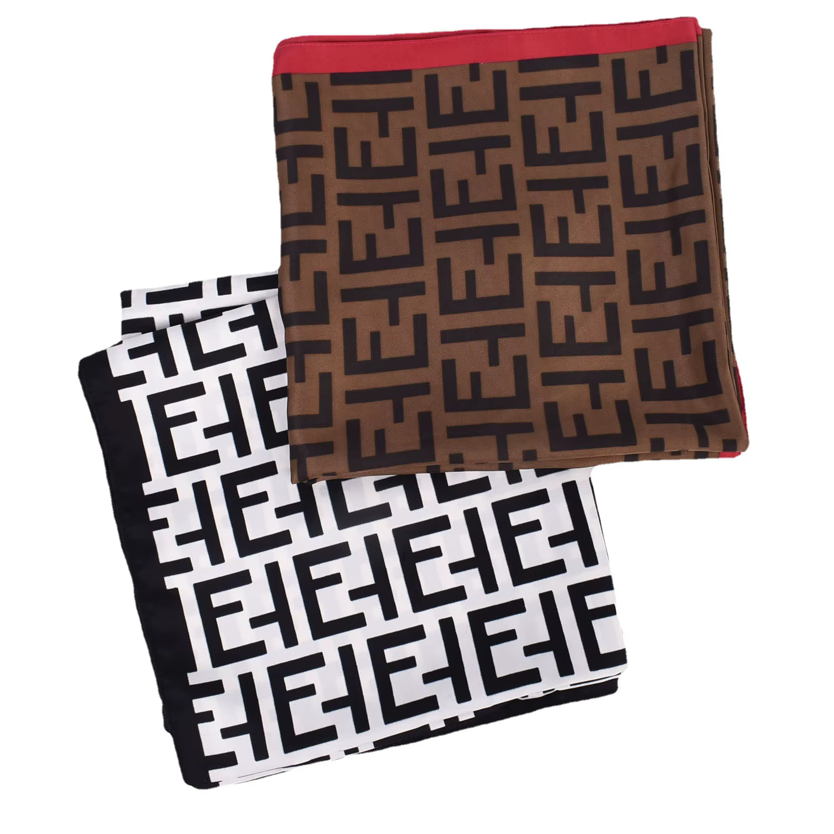 Foulard en soie imprimé lettres géométriques pour femmes