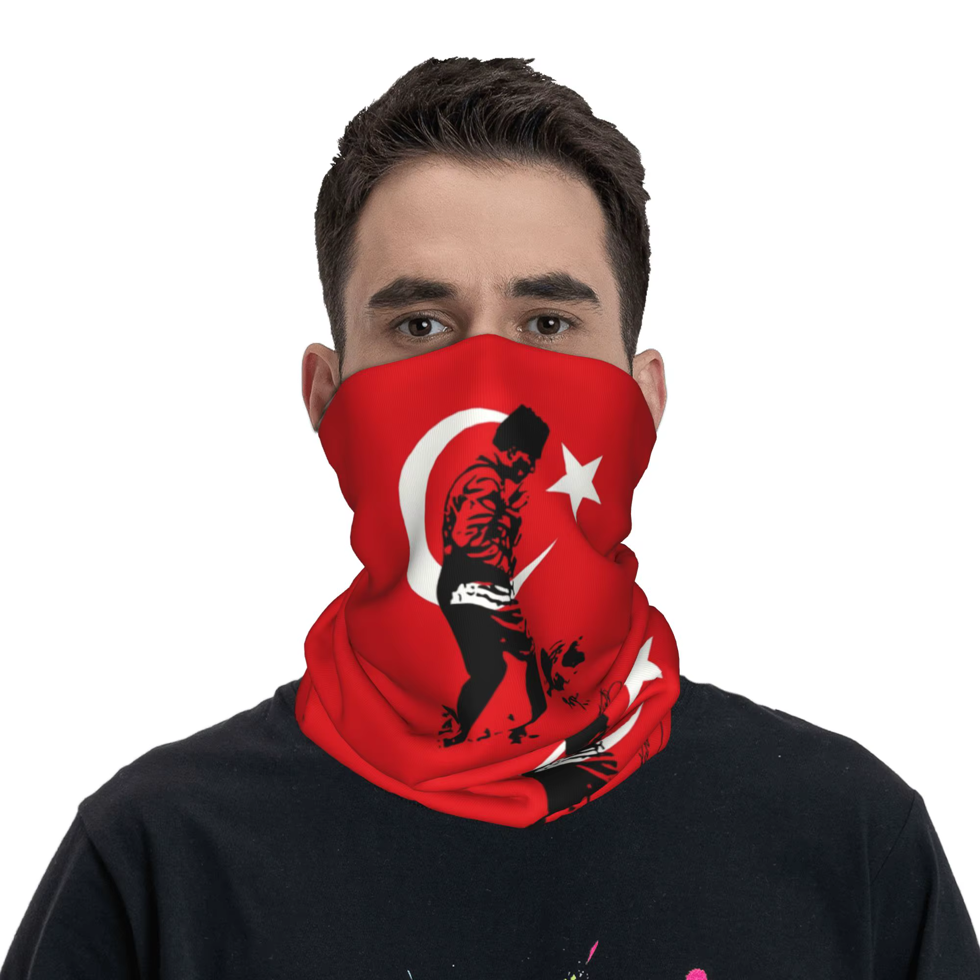 Turquie Mustafa Kemal Ataturk Bandana cache-cou coupe-vent visage écharpe couverture hommes femmes drapeau turc bandeau Tube cagoule