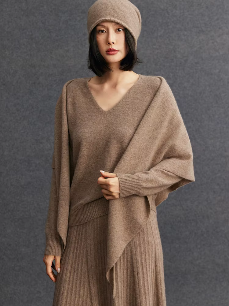 CHICUU femmes cachemire Triangle écharpe châles automne hiver 100%