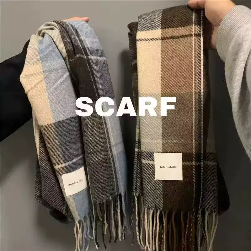 Écharpe à carreaux britannique à la mode et chaude pour l'automne et l'hiver