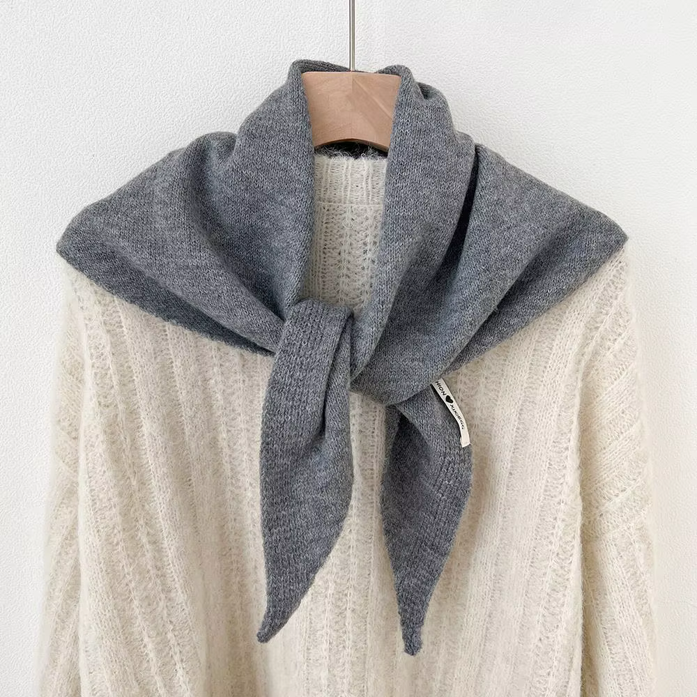 Coréen INS solide Triangle écharpe australienne laine mélange tricoté foulard pour les femmes automne hiver résistant au froid chaud châle foulards
