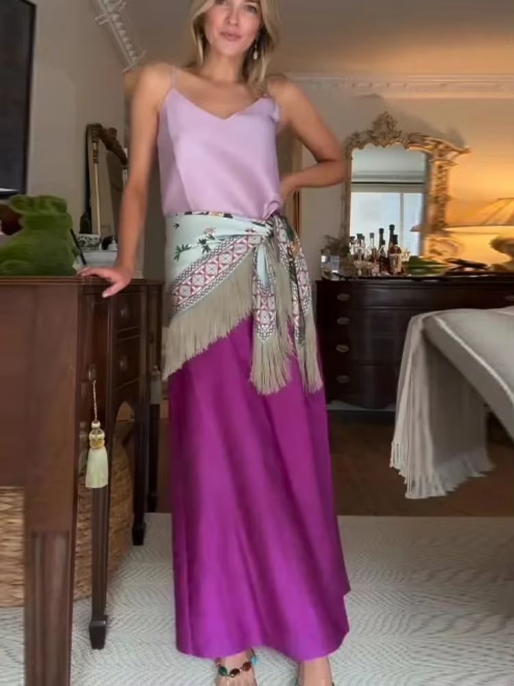 Écharpe Chic Imprimée à Pompons pour Femme